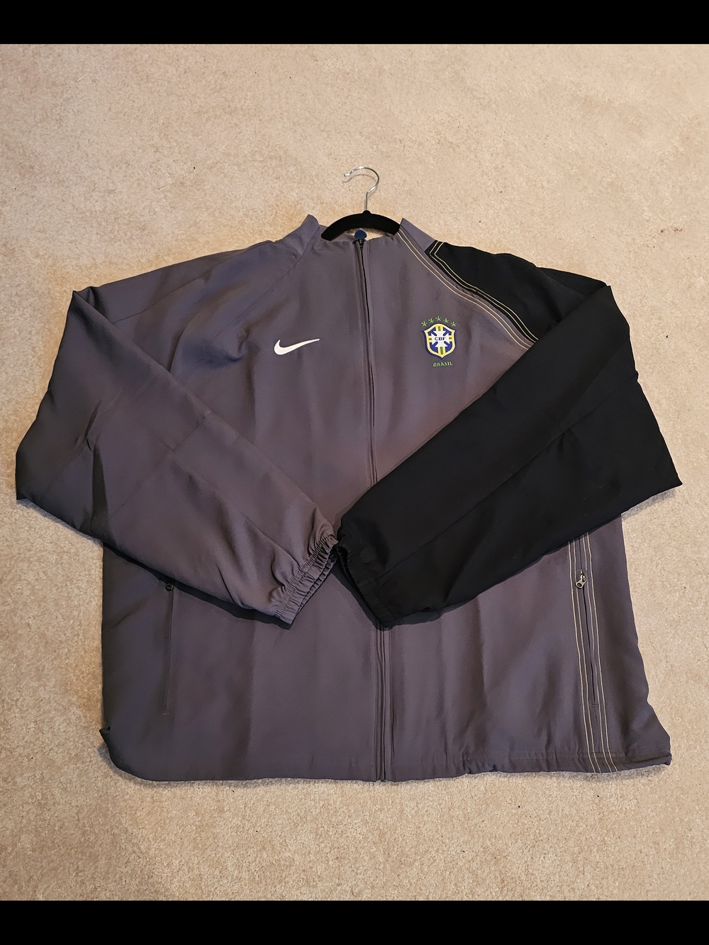 Nike Men’s Gray and Black Brazil Crest Lightweight Jacket